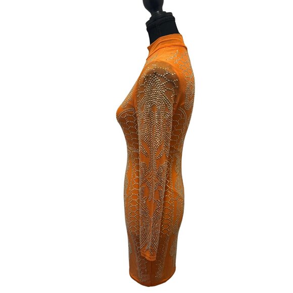 Y2K Windsor Orange Sequin Embellished Bodycon Dress - SIZE S - Like New! - Picture 8 of 8